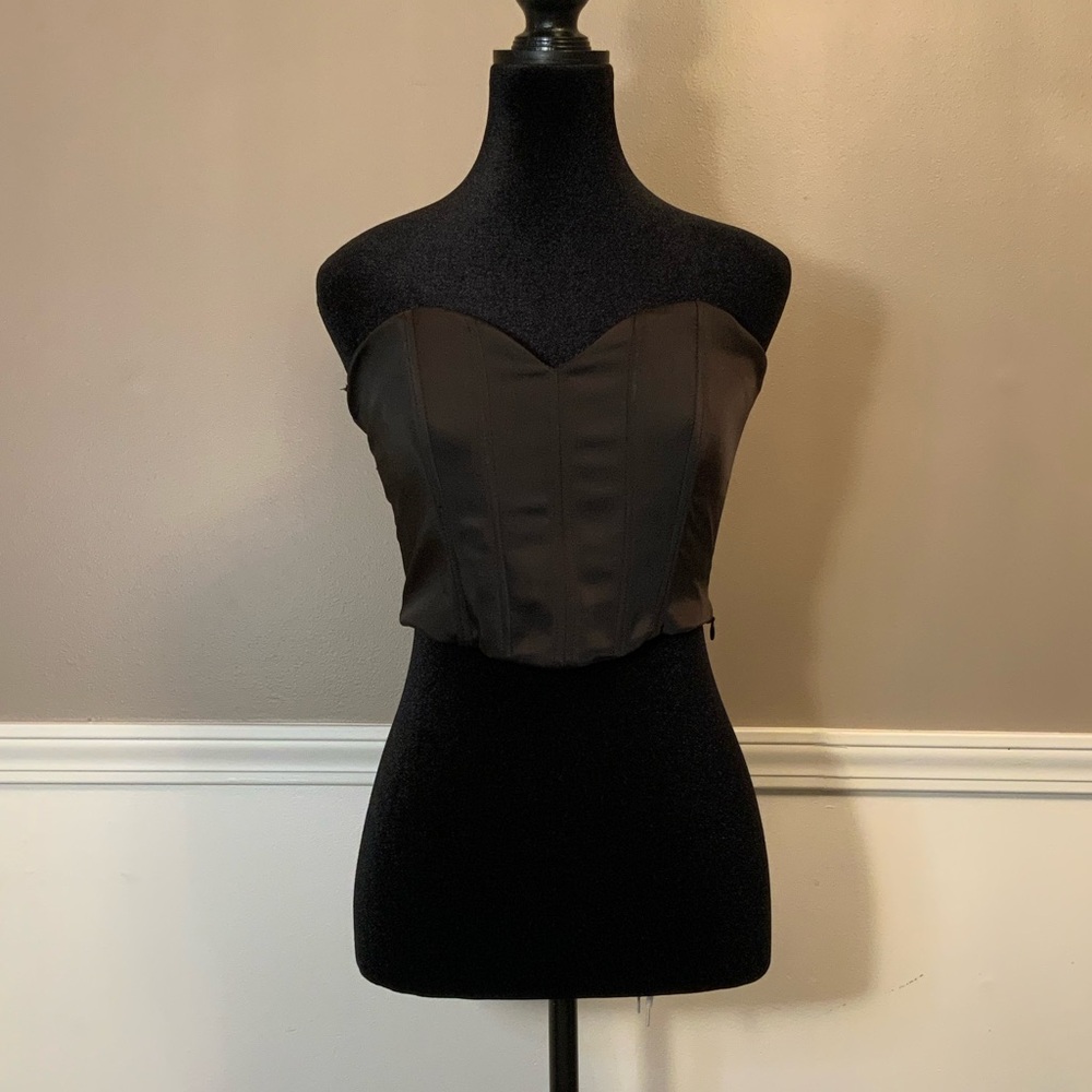 ZARA Black Strapless Corset Top